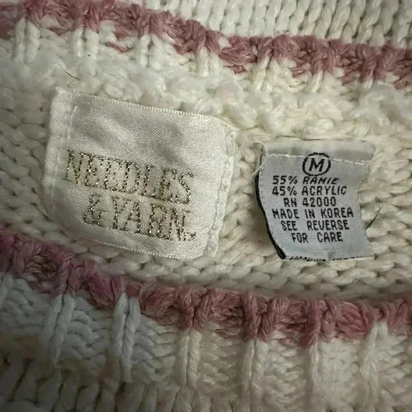 Vintage 80s Handknitted Crochet Needlepoint Pullover Sweater - Picture 9 of 9